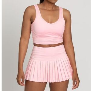 Gold Hinge Light Pink Pleated Mini Skirt
